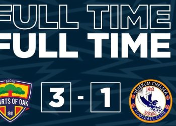 Full Time : Hearts of Oak 3 Berekum Chelsea 1 : Phobians score thrice in 11 minutes to shake up the Top 4