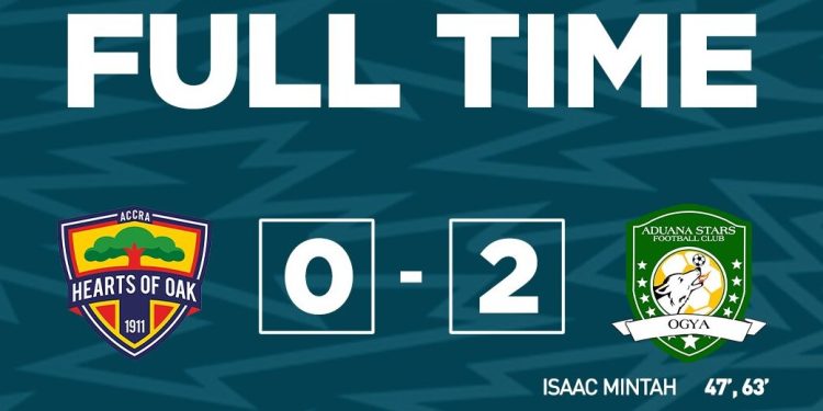 Hearts of Oak 0 Aduana Stars 2 : Ogya Boys outclass Phobians in Accra as Isaac Mintah hits superb brace