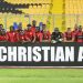 Black Stars players pose with a “RIP Christian Atsu” Banner ahead of Angola qualifier on Thursday
