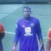 Hearts of Oak goalkeeper Richmond Ayi shows up with white substance on his face for Karela United match