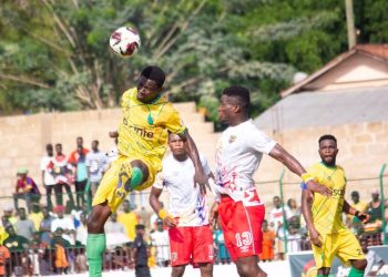 Full Time : Gold Stars 1 Hearts of Oak 1 : Spoils shared in Bibiani