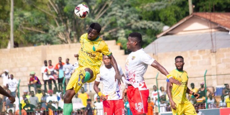 Full Time : Gold Stars 1 Hearts of Oak 1 : Spoils shared in Bibiani