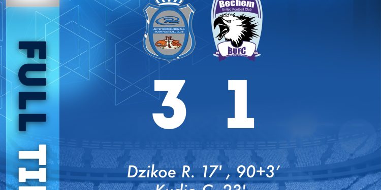 Full Time : Akyem Kotoku Royals put up a show to dismantle Bechem United by 3-1 in Dawu