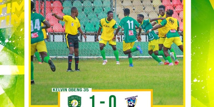 Aduana FC defeat Medeama with Kelvin Obeng solitary effort as Ogya Boys take a 5-point lead on top of the GPL table