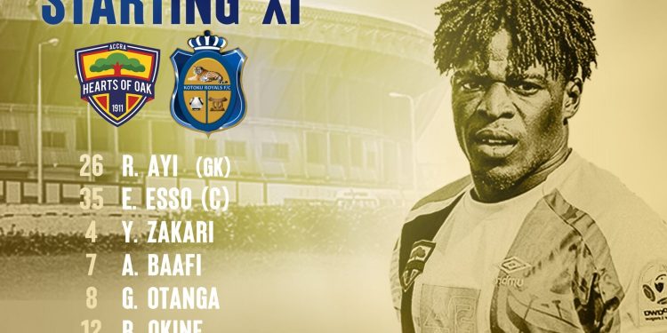 Hearts of Oak vs Kotoku Royals : Confimed starting line – ups
