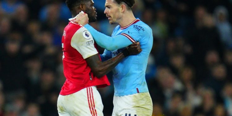 “Grealish was lucky it was not Sulley Muntari” – Fans react to how Jack Grealish held Thomas Partey by his shirt
