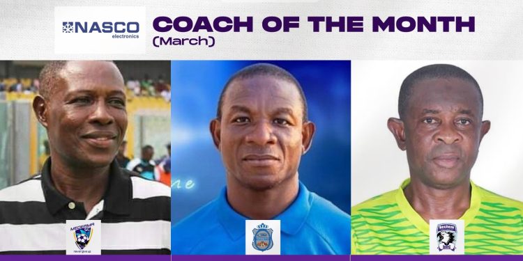 Nominees for Ghana Premier League Coach of the Month Award for March 2023 revealed